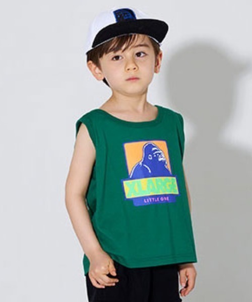 XLARGE KIDS（エクストララージキッズ）の「配色ボックスOGゴリラタンクトップ（タンクトップ・キッズ・グリーン/ブラック/オレンジ・100cm/90cm/120cm/110cm/80ｃｍ/140cm/130cm）」の2枚目の写真
