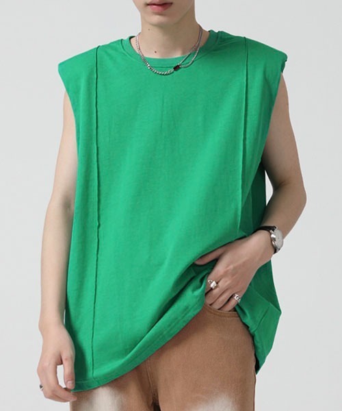 WESTBOY（ウエストボーイ）の「ルーズノースリーブカットソーWO22S4TP01 【WB ORIGINALS】（Tシャツ/カットソー・メンズ・グリーン/ブラック/ホワイト/パープル・M/L/XL）」の3枚目の写真