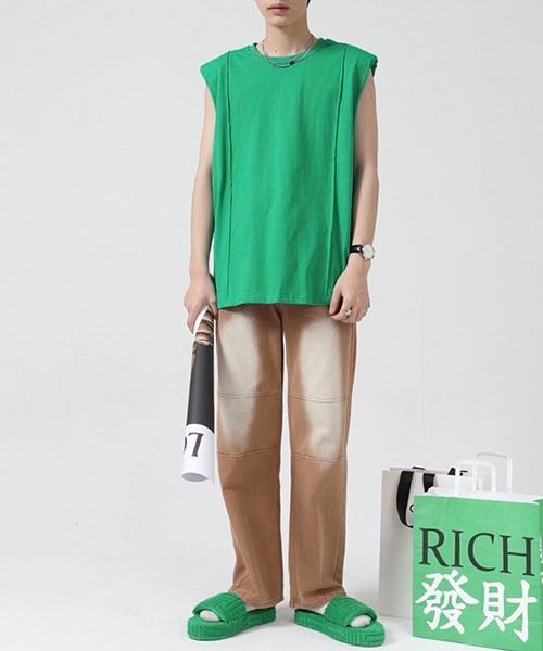 WESTBOY（ウエストボーイ）の「ルーズノースリーブカットソーWO22S4TP01 【WB ORIGINALS】（Tシャツ/カットソー・メンズ・グリーン/ブラック/ホワイト/パープル・M/L/XL）」の5枚目の写真