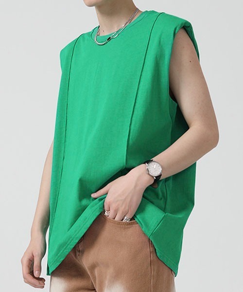 WESTBOY（ウエストボーイ）の「ルーズノースリーブカットソーWO22S4TP01 【WB ORIGINALS】（Tシャツ/カットソー・メンズ・グリーン/ブラック/ホワイト/パープル・M/L/XL）」の6枚目の写真