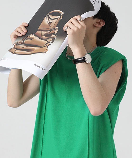 WESTBOY（ウエストボーイ）の「ルーズノースリーブカットソーWO22S4TP01 【WB ORIGINALS】（Tシャツ/カットソー・メンズ・グリーン/ブラック/ホワイト/パープル・M/L/XL）」の7枚目の写真