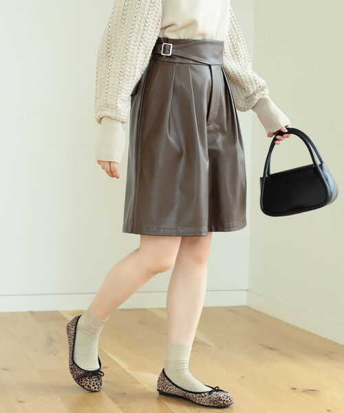 LIZLISA チェック スカパン ブラウン ミニスカート パンツ キュロット