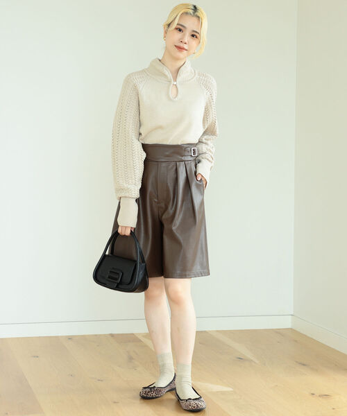 BeAMS DOT（ビームスドット）の「BeAMS DOT / フェイクレザー キュロット（その他パンツ・レディース・ブラック/ダークブラウン・FREE）」の9枚目の写真