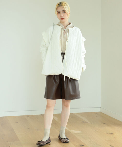 BeAMS DOT（ビームスドット）の「BeAMS DOT / フェイクレザー キュロット（その他パンツ・レディース・ブラック/ダークブラウン・FREE）」の6枚目の写真