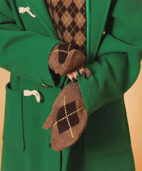 BEAMS BOY(ビームスボーイ)の「BEAMS BOY / アーガイル ミトン(手袋・レディース・ブラウン/ピンク・ONE SIZE)」の2枚目の写真