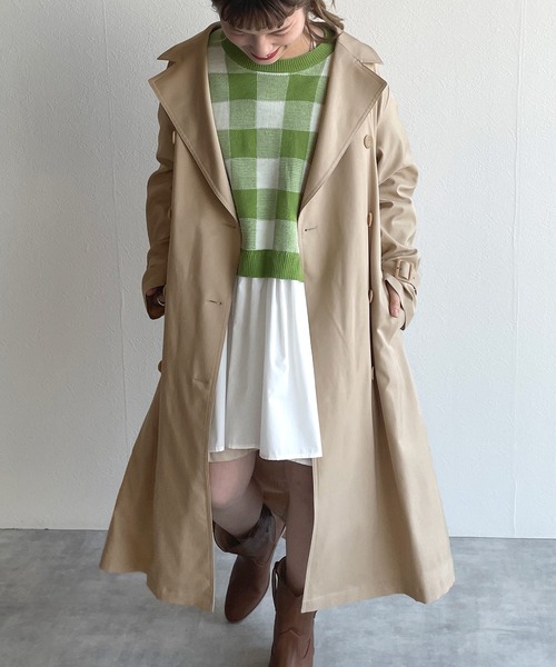 ダブルクローゼット　トレンチコート　ベージュ w closet（ダブルクローゼット）の「ベルト付ツイルトレンチ