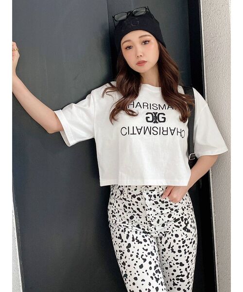 GYDA(ジェイダ)の「Symmetry GYDA LOGO ショートトップス(Tシャツ/カットソー・レディース・ブラック/オフホワイト/マスタード・FREE)」の4枚目の写真