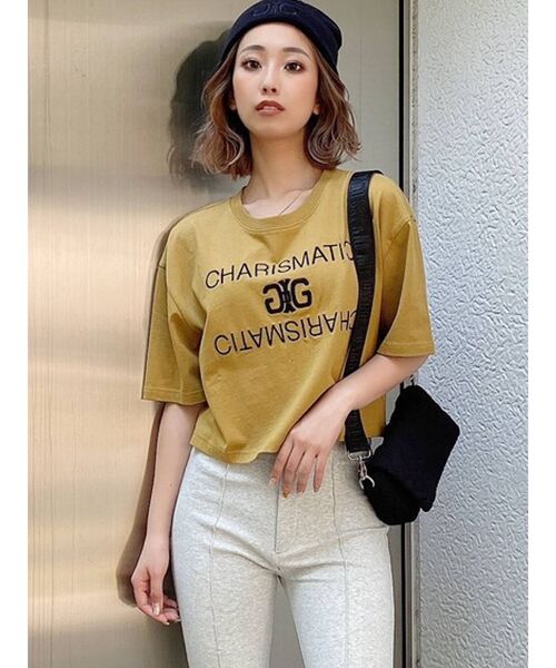 GYDA(ジェイダ)の「Symmetry GYDA LOGO ショートトップス(Tシャツ/カットソー・レディース・ブラック/オフホワイト/マスタード・FREE)」の12枚目の写真