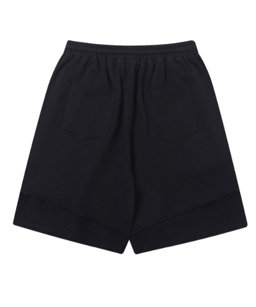 TGNS(ツーガンズ)の「ストリートファッション TGNS ツーガンズ DECONSTRUCTED BURLAP SHORTS スウェットハーフパンツ スウェットショートパンツ(スウェットパンツ・メンズ・ブラック・L/XL)」の3枚目の写真