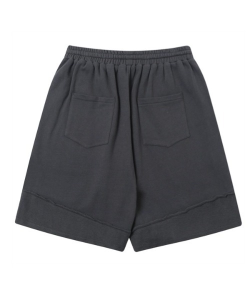 TGNS(ツーガンズ)の「ストリートファッション TGNS ツーガンズ DECONSTRUCTED BURLAP SHORTS スウェットハーフパンツ スウェットショートパンツ(スウェットパンツ・メンズ・ブラック・L/XL)」の2枚目の写真