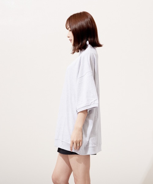 VIBGYOR(ヴィブジョー)の「ハーフZIP 刺繍 半袖 Hi/N(BEY)(Tシャツ/カットソー・メンズ・パープル/アッシュグレー/グリーン・MEDIUM/LARGE)」の4枚目の写真