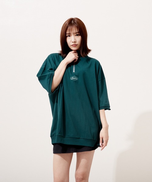 VIBGYOR(ヴィブジョー)の「ハーフZIP 刺繍 半袖 Hi/N(BEY)(Tシャツ/カットソー・メンズ・パープル/アッシュグレー/グリーン・MEDIUM/LARGE)」の8枚目の写真
