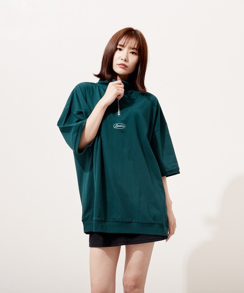 VIBGYOR(ヴィブジョー)の「ハーフZIP 刺繍 半袖 Hi/N(BEY)(Tシャツ/カットソー・メンズ・パープル/アッシュグレー/グリーン・MEDIUM/LARGE)」の9枚目の写真