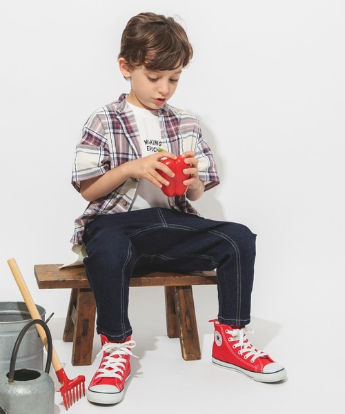 BRANSHES（ブランシェス）の「ガーデナーテーパードデニムパンツ（デニムパンツ・キッズ・ネイビー/ブルー/グレー・90/110/160/140/100/130/150/120）」の9枚目の写真