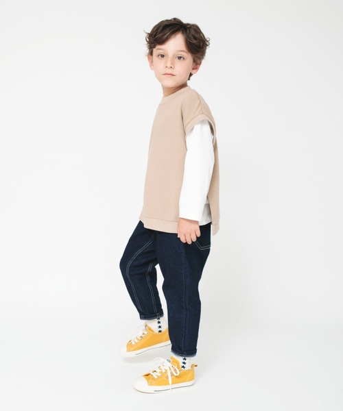 BRANSHES（ブランシェス）の「ガーデナーテーパードデニムパンツ（デニムパンツ・キッズ・ネイビー/ブルー/グレー・90/110/160/140/100/130/150/120）」の16枚目の写真