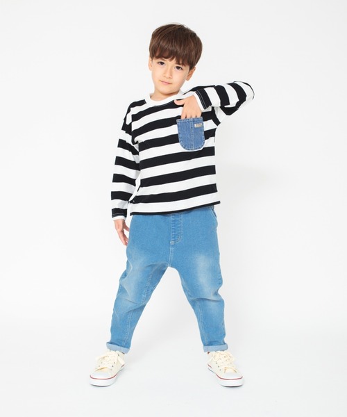 BRANSHES（ブランシェス）の「ガーデナーテーパードデニムパンツ（デニムパンツ・キッズ・ネイビー/ブルー/グレー・90/110/160/140/100/130/150/120）」の17枚目の写真