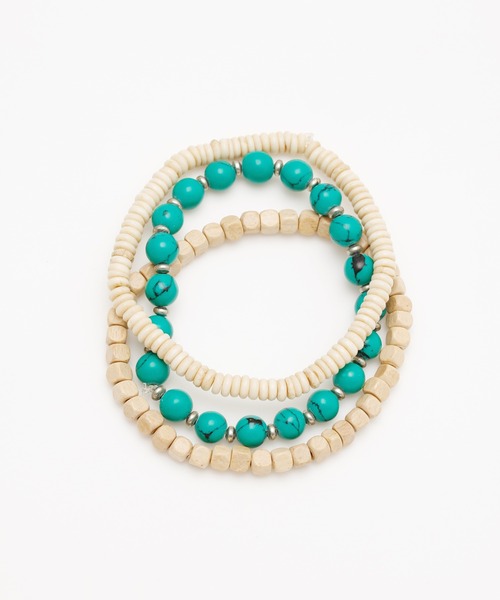 チャイハネ(チャイハネ)の「【チャイハネ】マルココMEN'Sセットブレスレット(ブレスレット・メンズ・ホワイト/ターコイズブルー・FREE)」の3枚目の写真