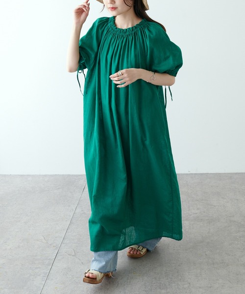 PUAL CE CIN(ピュアルセシン)の「綿麻ローンワンピース(ワンピース・レディース・ブラック/ピンク/グリーン・FREE)」の21枚目の写真