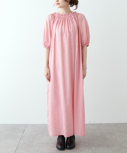 PUAL CE CIN(ピュアルセシン)の「綿麻ローンワンピース(ワンピース・レディース・ブラック/ピンク/グリーン・FREE)」の13枚目の写真