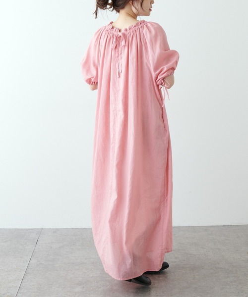 PUAL CE CIN(ピュアルセシン)の「綿麻ローンワンピース(ワンピース・レディース・ブラック/ピンク/グリーン・FREE)」の6枚目の写真