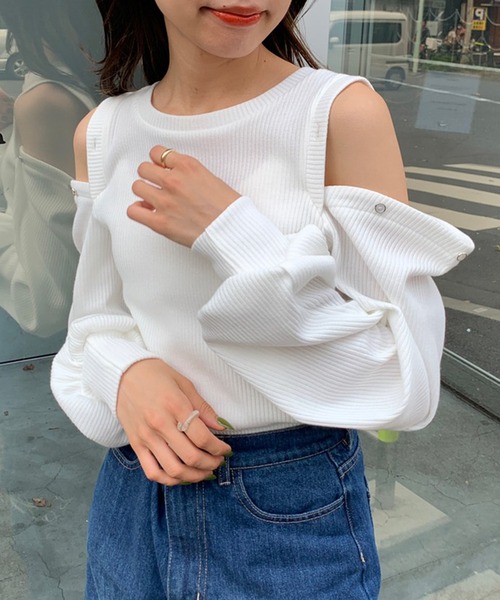 OLIVE des OLIVE（オリーブデオリーブ）の「肩あきメランジプルオーバー（Tシャツ/カットソー・レディース・ブラウン/オフホワイト/ラベンダー/スミクロ・FREE）」の17枚目の写真
