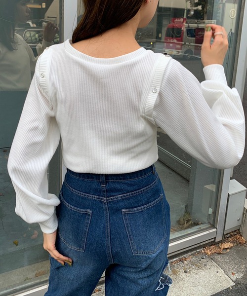 OLIVE des OLIVE（オリーブデオリーブ）の「肩あきメランジプルオーバー（Tシャツ/カットソー・レディース・ブラウン/オフホワイト/ラベンダー/スミクロ・FREE）」の5枚目の写真