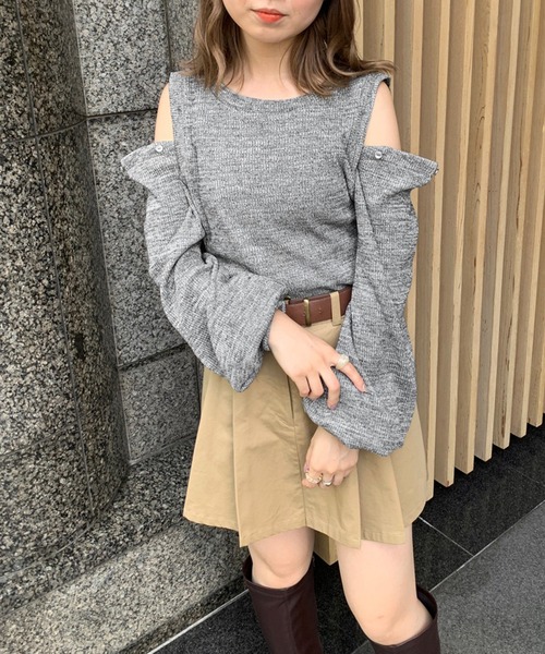 OLIVE des OLIVE（オリーブデオリーブ）の「肩あきメランジプルオーバー（Tシャツ/カットソー・レディース・ブラウン/オフホワイト/ラベンダー/スミクロ・FREE）」の9枚目の写真
