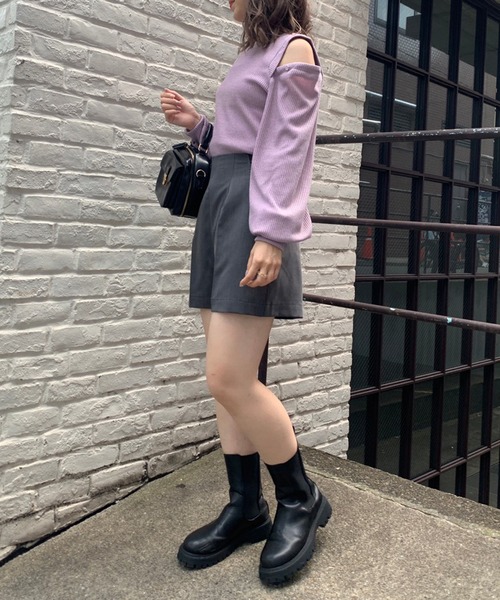 OLIVE des OLIVE（オリーブデオリーブ）の「肩あきメランジプルオーバー（Tシャツ/カットソー・レディース・ブラウン/オフホワイト/ラベンダー/スミクロ・FREE）」の7枚目の写真
