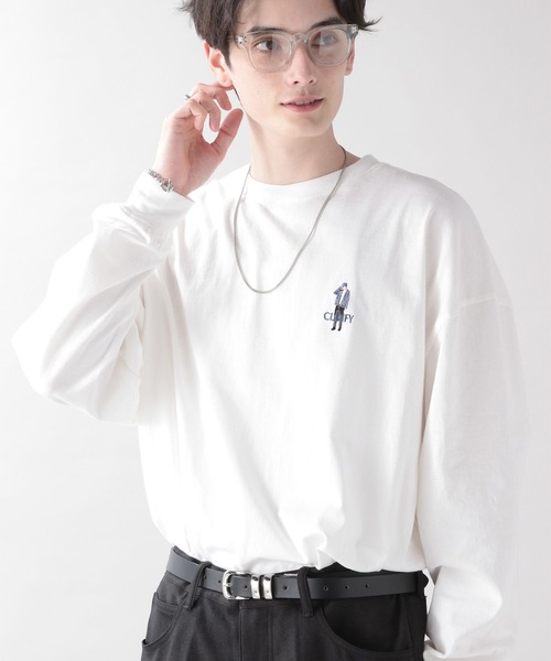 RAGEBLUE（レイジブルー）の「天竺/ワンポイント刺繍ロンT（Tシャツ/カットソー・メンズ・ホワイト/ホワイト系その他/ブラック/グリーン・MEDIUM/LARGE）」の2枚目の写真