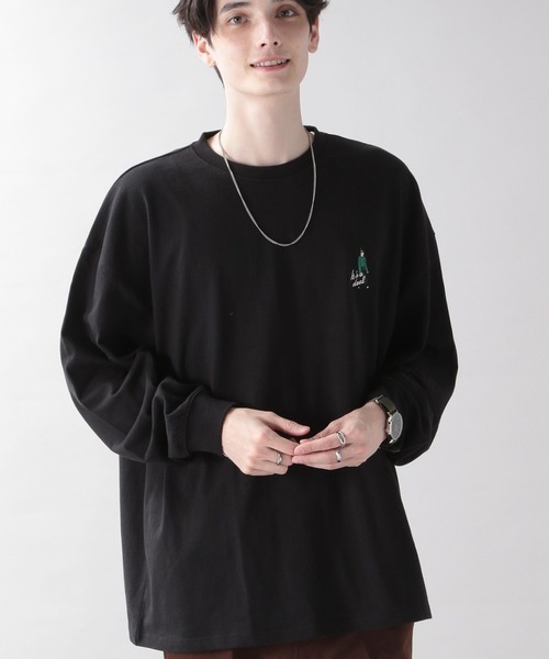 RAGEBLUE（レイジブルー）の「天竺/ワンポイント刺繍ロンT（Tシャツ/カットソー・メンズ・ホワイト/ホワイト系その他/ブラック/グリーン・MEDIUM/LARGE）」の4枚目の写真