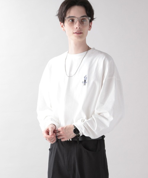 RAGEBLUE（レイジブルー）の「天竺/ワンポイント刺繍ロンT（Tシャツ/カットソー・メンズ・ホワイト/ホワイト系その他/ブラック/グリーン・MEDIUM/LARGE）」の21枚目の写真