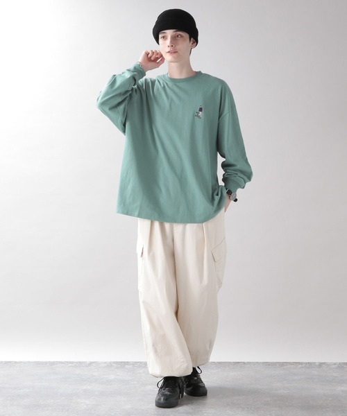 RAGEBLUE（レイジブルー）の「天竺/ワンポイント刺繍ロンT（Tシャツ/カットソー・メンズ・ホワイト/ホワイト系その他/ブラック/グリーン・MEDIUM/LARGE）」の14枚目の写真