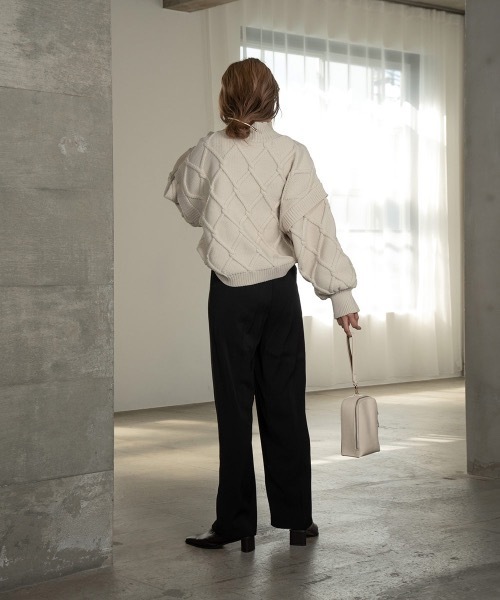 Amiur（エミレ）の「mock neck bulky knit（ニット/セーター・レディース・グリーン/アイボリー・FREE）」の4枚目の写真