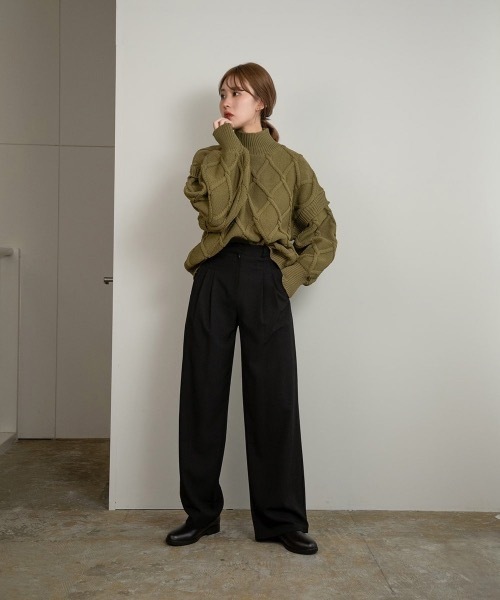 Amiur（エミレ）の「mock neck bulky knit（ニット/セーター・レディース・グリーン/アイボリー・FREE）」の15枚目の写真