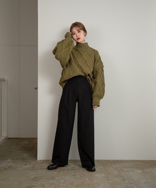 Amiur（エミレ）の「mock neck bulky knit（ニット/セーター・レディース・グリーン/アイボリー・FREE）」の11枚目の写真