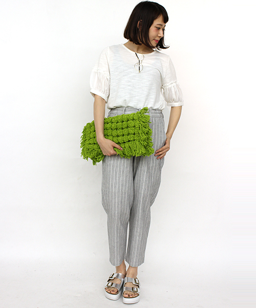 mystic（ミスティック）の「袖異素材プルオーバー（Tシャツ/カットソー・レディース・オフホワイト/ベージュ/ネイビー/グレー・ﾌﾘ-）」の14枚目の写真