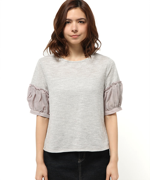 mystic（ミスティック）の「袖異素材プルオーバー（Tシャツ/カットソー・レディース・オフホワイト/ベージュ/ネイビー/グレー・ﾌﾘ-）」の11枚目の写真