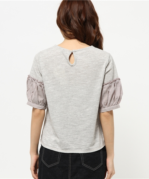 mystic（ミスティック）の「袖異素材プルオーバー（Tシャツ/カットソー・レディース・オフホワイト/ベージュ/ネイビー/グレー・ﾌﾘ-）」の13枚目の写真