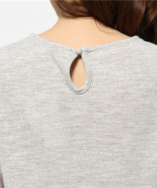 mystic（ミスティック）の「袖異素材プルオーバー（Tシャツ/カットソー・レディース・オフホワイト/ベージュ/ネイビー/グレー・ﾌﾘ-）」の6枚目の写真