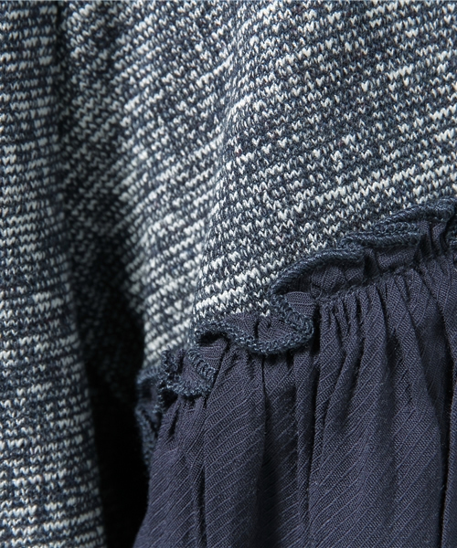 mystic（ミスティック）の「袖異素材プルオーバー（Tシャツ/カットソー・レディース・オフホワイト/ベージュ/ネイビー/グレー・ﾌﾘ-）」の10枚目の写真