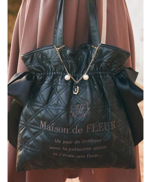 Maison de FLEUR リボンキルティングトートバッグ Maison de FLEUR リボンキルティングトートバッグ （ピンク