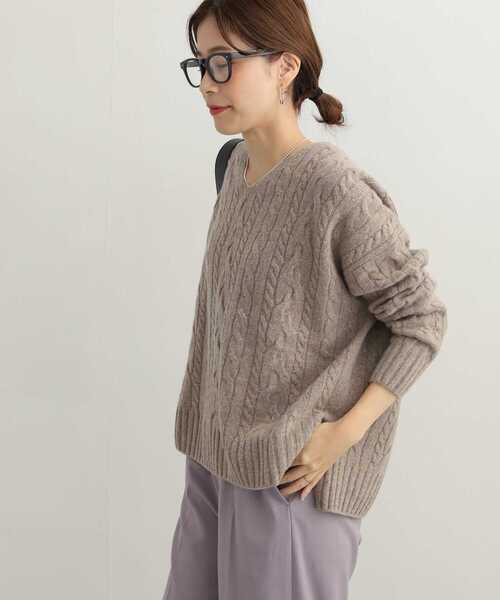 URBAN RESEARCH DOORS（アーバンリサーチドアーズ）の「ハミルトンウールアラン柄ニット（ニット/セーター・レディース・アイボリー/グレー系その他/オレンジ・MEDIUM）」の16枚目の写真