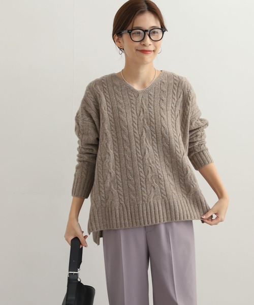 URBAN RESEARCH DOORS（アーバンリサーチドアーズ）の「ハミルトンウールアラン柄ニット（ニット/セーター・レディース・アイボリー/グレー系その他/オレンジ・MEDIUM）」の21枚目の写真