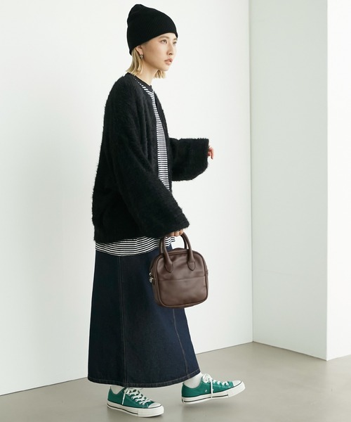 Chaco closet（チャコ クローゼット）の「2WAYシャギーニットカーディガン（カーディガン/ボレロ・レディース・オレンジ/ブラック/アイボリー/パープル/グリーン/ピンク/ライトカーキ/ブルー・FREE）」の22枚目の写真