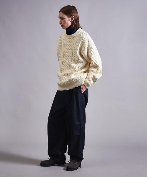 MONKEY TIME（モンキータイム）の「＜monkey time＞ E/L BLK/AZE S/Z CN/ニット（ニット/セーター・メンズ・マスタード/ナチュラル/ネイビー・L/XL/S/M）」の17枚目の写真