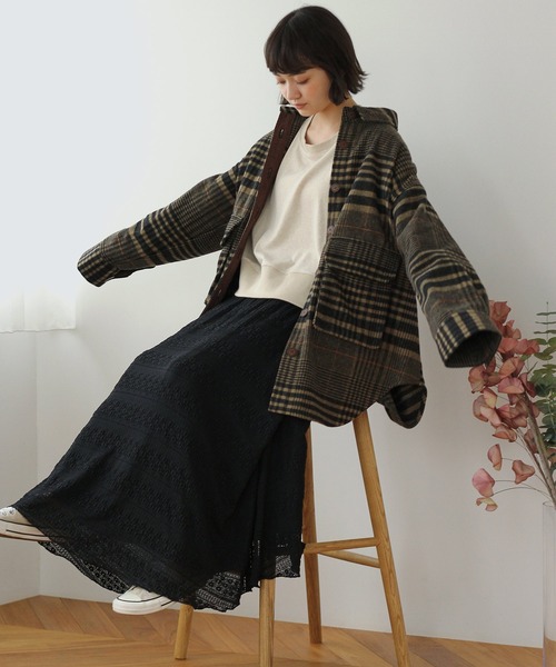 Crisp（クリスプ）の「CPOオーバージャケット（テーラードジャケット・レディース・ベージュ/ブラウン・FREE）」の9枚目の写真