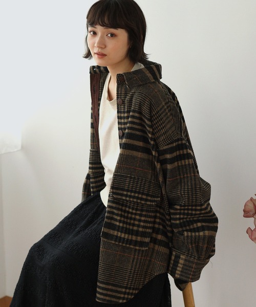 Crisp（クリスプ）の「CPOオーバージャケット（テーラードジャケット・レディース・ベージュ/ブラウン・FREE）」の13枚目の写真