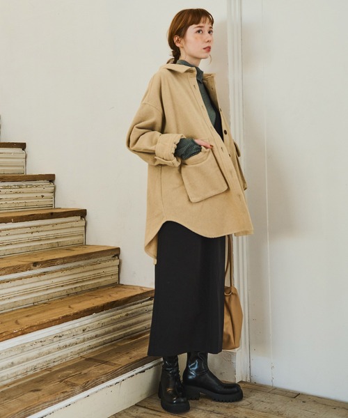 Crisp（クリスプ）の「CPOオーバージャケット（テーラードジャケット・レディース・ベージュ/ブラウン・FREE）」の18枚目の写真