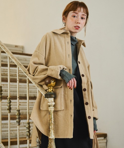 Crisp（クリスプ）の「CPOオーバージャケット（テーラードジャケット・レディース・ベージュ/ブラウン・FREE）」の11枚目の写真