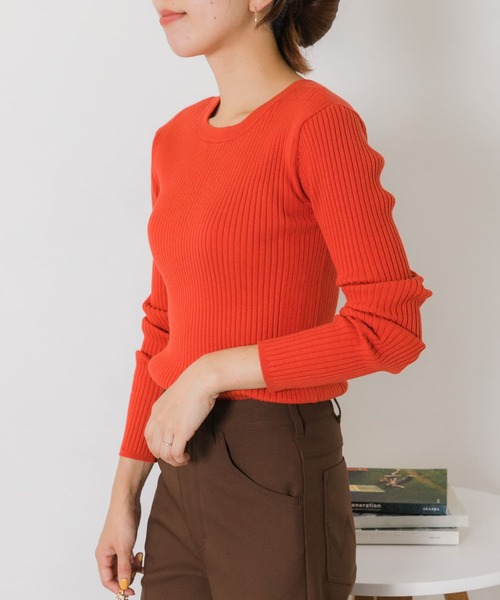 URBAN RESEARCH Sonny Label(アーバンリサーチサニーレーベル)の「2WAYリブニット(ニット/セーター・レディース・オフホワイト/オレンジ/ブラック・FREE)」の11枚目の写真